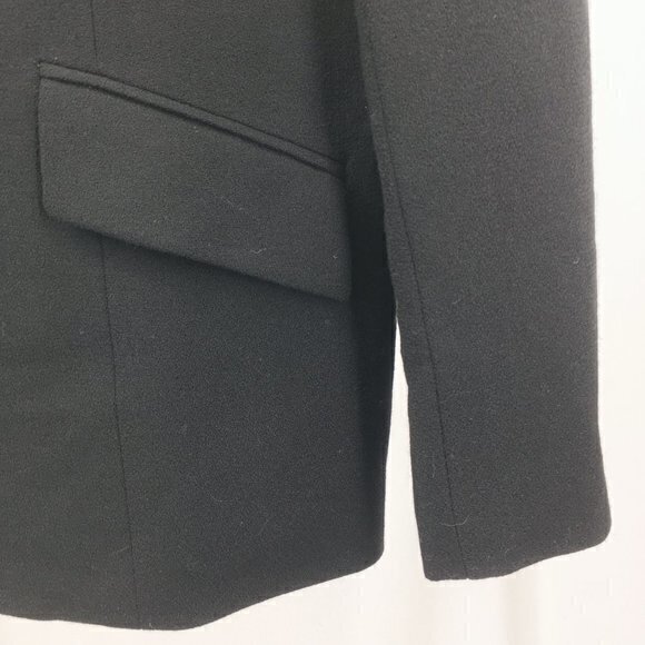 VTG Kasper 100% Wool Removeable Faux Fur Collar Blazer/Light Jacket 12 Black/Tan - Picture 13 of 16